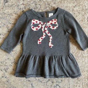 Baby gap sweater with red heart bow